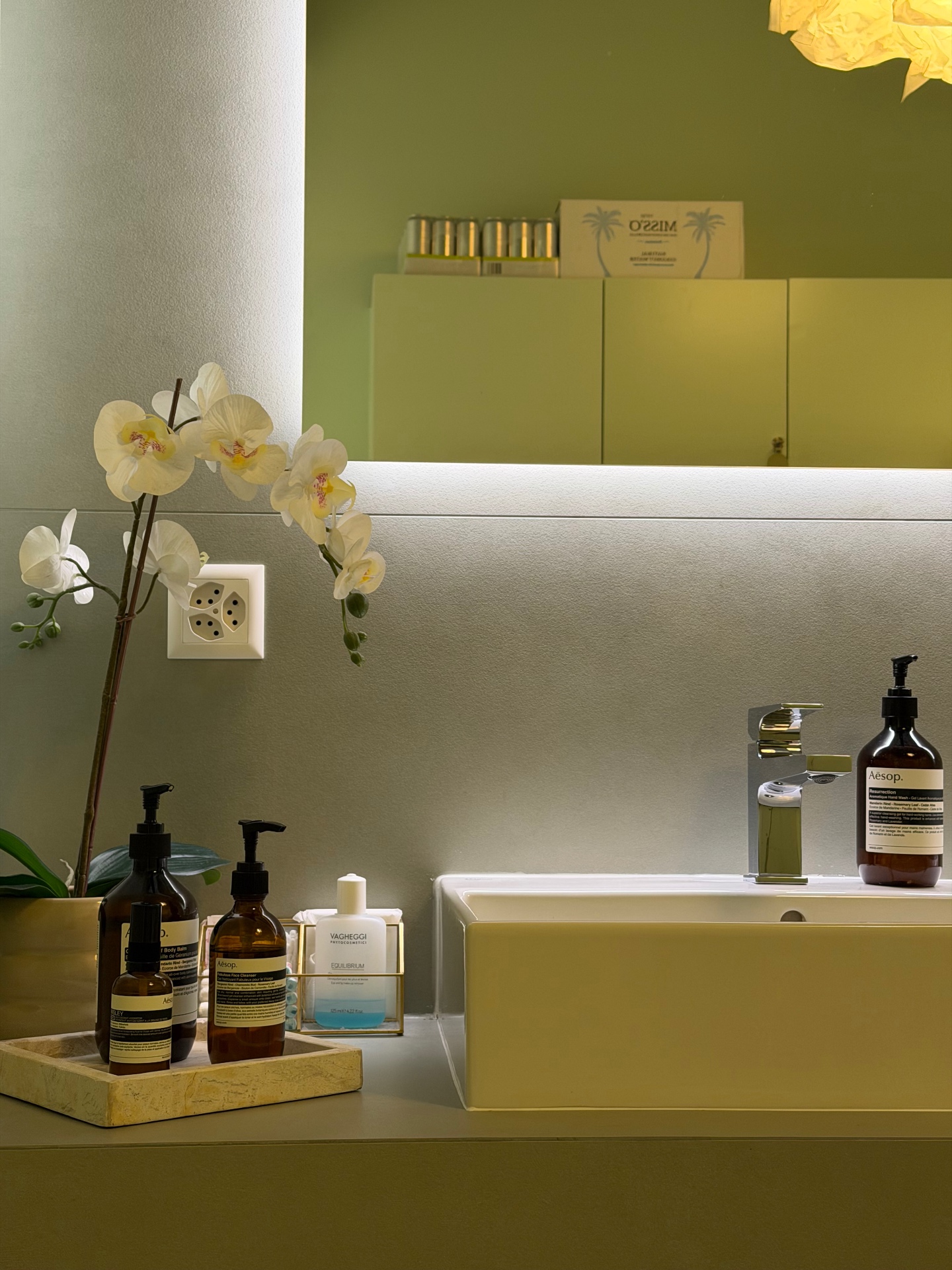 Vasque du vestiaire avec orchidée, studio Core Class